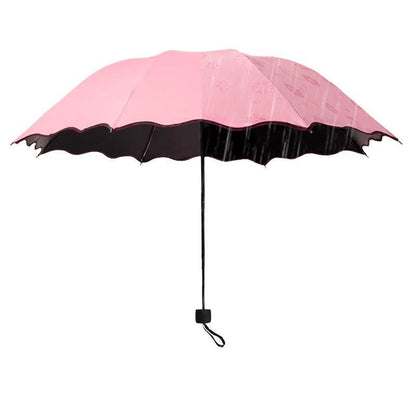 Water Flowering Umbrella Manufacturers Folding Advertising Gift Umbrellas Black Rubber Rain And Shine Dual-use Three-fold Sun Umbrella