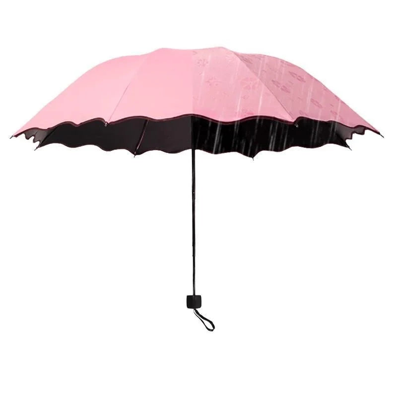 Water Flowering Umbrella Manufacturers Folding Advertising Gift Umbrellas Black Rubber Rain And Shine Dual-use Three-fold Sun Umbrella