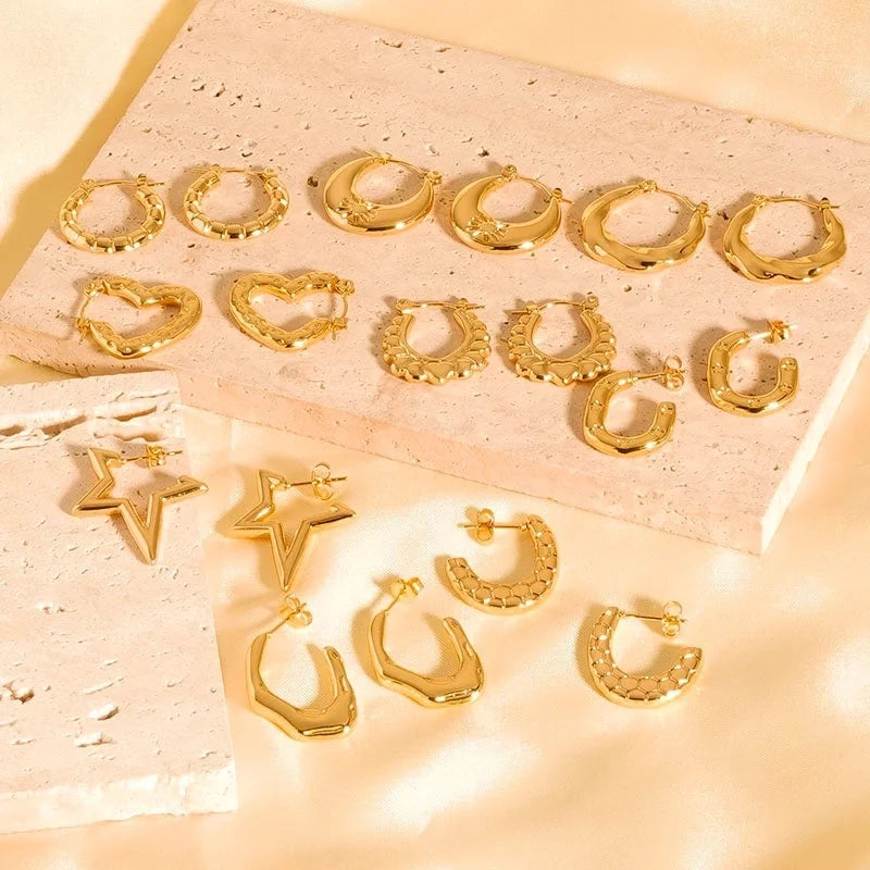 1 Pair Casual Modern Style Classic Style U Shape Geometric 304 Stainless Steel Titanium Steel 18K Gold Plated Earrings