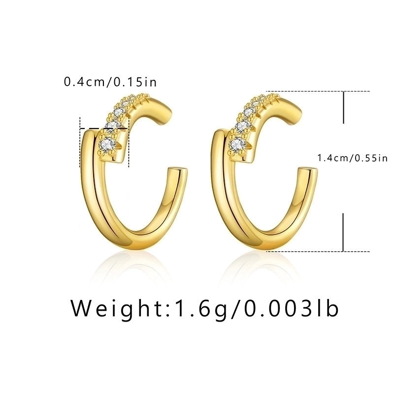Retro Minimalist C Shape Copper Plating Inlay Zircon Ear Cuffs 1 Pair