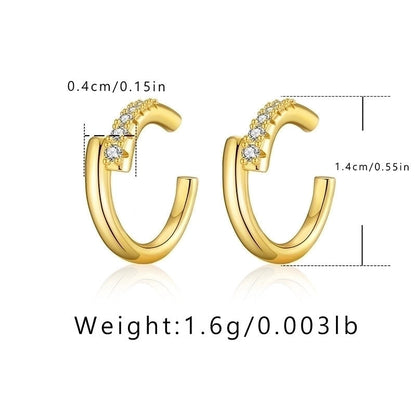 Retro Minimalist C Shape Copper Plating Inlay Zircon Ear Cuffs 1 Pair