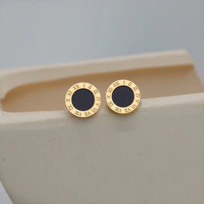 Vintage Style Minimalist Roman Numeral 304 Stainless Steel Acrylic Rhinestones 18K Gold Plated Plating Inlay Bracelets Earrings Necklace