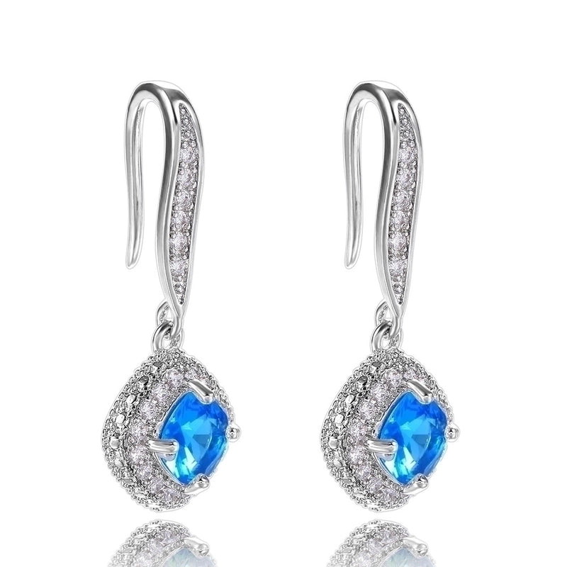 Fashion Square Inlaid Zircon Copper Drop Earrings