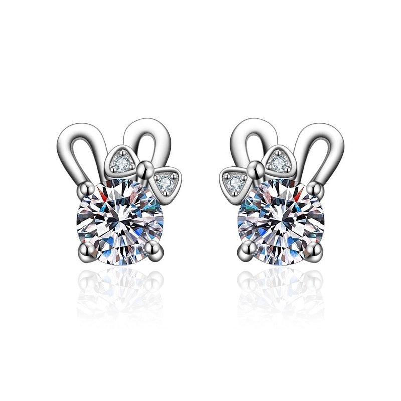 1 Pair Casual Minimalist Geometric Heart Shape Inlay Copper Zircon White Gold Plated Ear Studs