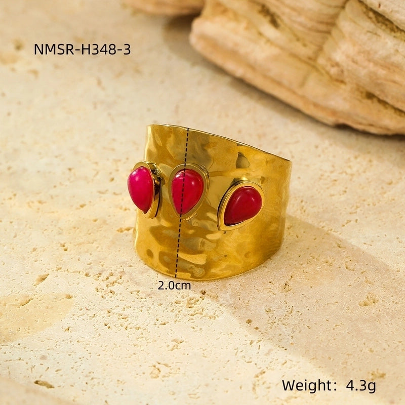 Modern Style Classic Style Geometric 304 Stainless Steel Natural Stone Plating Open Rings