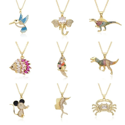 Casual Minimalist Animal Copper Inlay Zircon Necklace