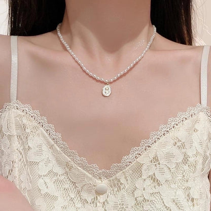 Minimalist Commute Heart Shape Alloy Inlay Zircon Women's Pendant Necklace Necklace