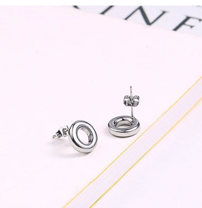 Minimalist Classic Style Circle 304 Stainless Steel 18K Gold Plated Plating Earrings Necklace