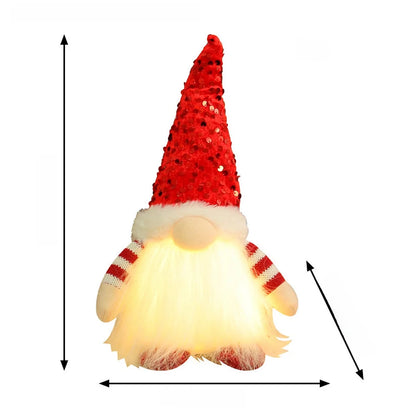 Christmas Decoration Christmas Sequin Lighted Rudolph Doll Christmas Glowing Faceless Gnome Doll Ornament