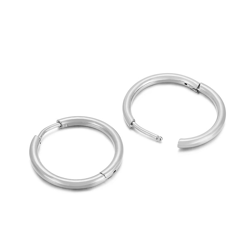 1 Pair Streetwear Solid Color Titanium Steel 18K Gold Plated Hoop Earrings