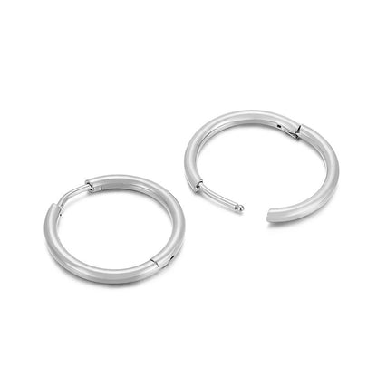 1 Pair Streetwear Solid Color Titanium Steel 18K Gold Plated Hoop Earrings