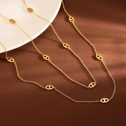 Elegant Classic Style Pig Nose Titanium Steel 18K Gold Plated Bracelets Necklace