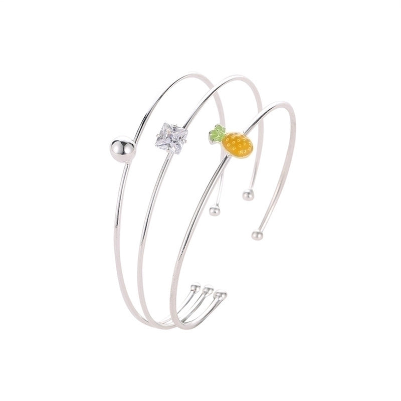 1 Set Minimalist Star Heart Shape Butterfly Stainless Steel Metal 18k Gold Plated Gold Plated Silver Plated Turquoise Rhinestones Zircon Bangle