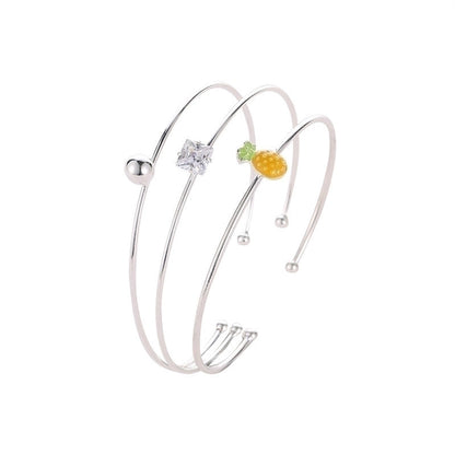 1 Set Minimalist Star Heart Shape Butterfly Stainless Steel Metal 18k Gold Plated Gold Plated Silver Plated Turquoise Rhinestones Zircon Bangle