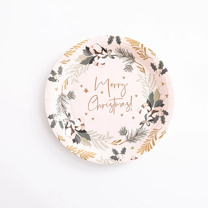 Factory Design Christmas Paper Plate Baking Light Salad Round Paper Plate 7 Inch 9 Inch Christmas Paper Plate