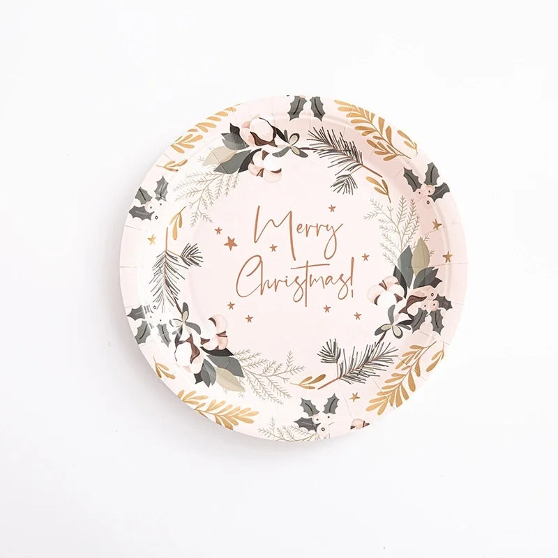 Factory Design Christmas Paper Plate Baking Light Salad Round Paper Plate 7 Inch 9 Inch Christmas Paper Plate