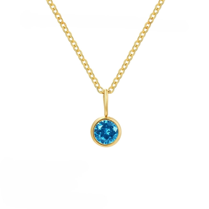Minimalist Geometric Round 201 Stainless Steel Birthstone Gold Plated Plating Inlay Pendant Necklace