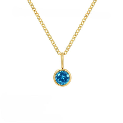 Minimalist Geometric Round 201 Stainless Steel Birthstone Gold Plated Plating Inlay Pendant Necklace