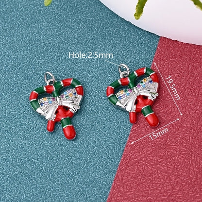 1 Pc/Package 11.5x10mm 15x15mm 19x17mm Hole 2~2.9mm Hole 3~3.9mm Copper Zircon 18K Gold Plated White Gold Plated Christmas Hat Christmas Socks Bell Polished Pendant Jewelry Accessories