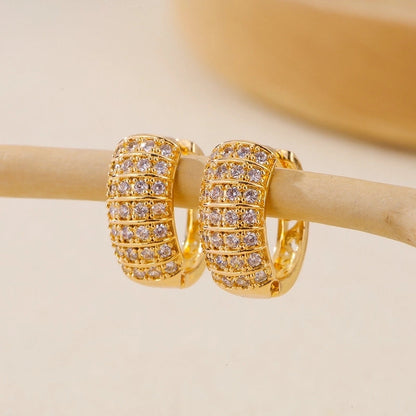 1 Pair Minimalist Solid Color Copper Zircon Earrings