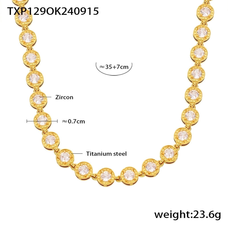 New Arrival Titanium Steel Full Diamond 3A Zircon Mixed Color Bracelet PVD Vacuum Electroplating Non-Fading Necklace Jewelry Suit