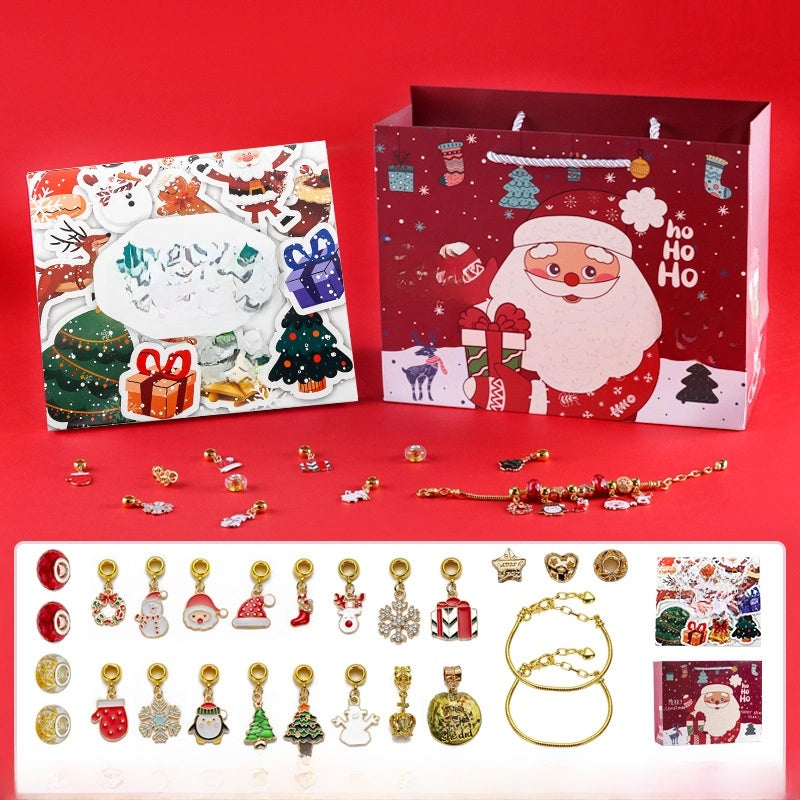 New Christmas Blind Box Set Snowflake Oil Drop Beaded Bracelet Cute Christmas Old Man Bell Christmas Tree Accessories