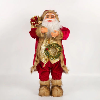 Xintean Santa Claus Doll Golden Lock Edge Red Backpack Santa Claus Ornaments Cross-border Christmas Supplies
