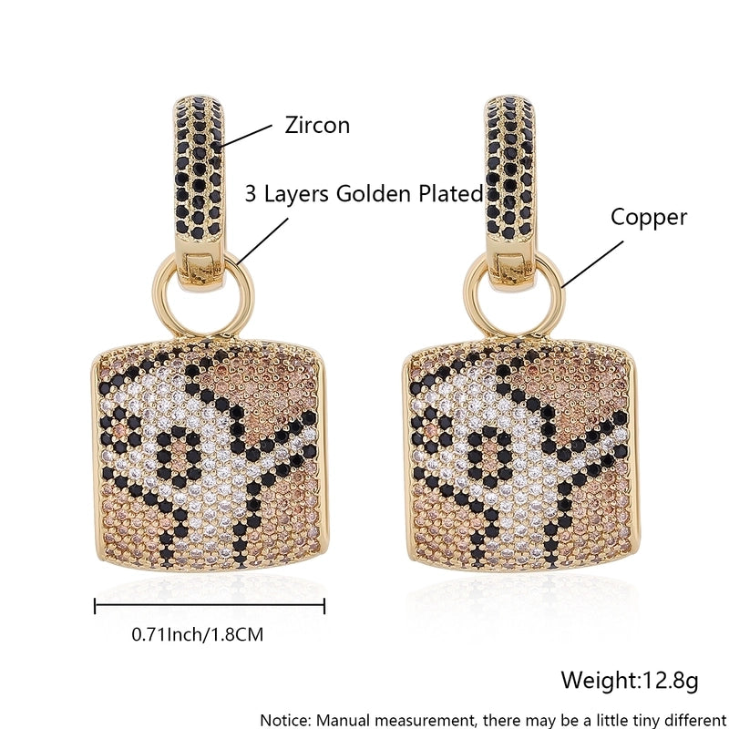 1 Pair Elegant Vintage Style Streetwear Leopard Copper Zircon 18K Gold Plated Drop Earrings Earrings