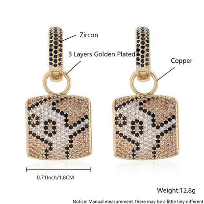1 Pair Elegant Vintage Style Streetwear Leopard Copper Zircon 18K Gold Plated Drop Earrings Earrings