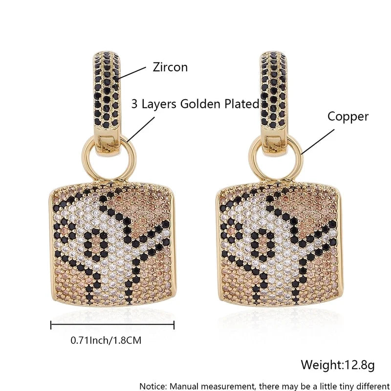 1 Pair Elegant Vintage Style Streetwear Leopard Copper Zircon 18K Gold Plated Drop Earrings Earrings