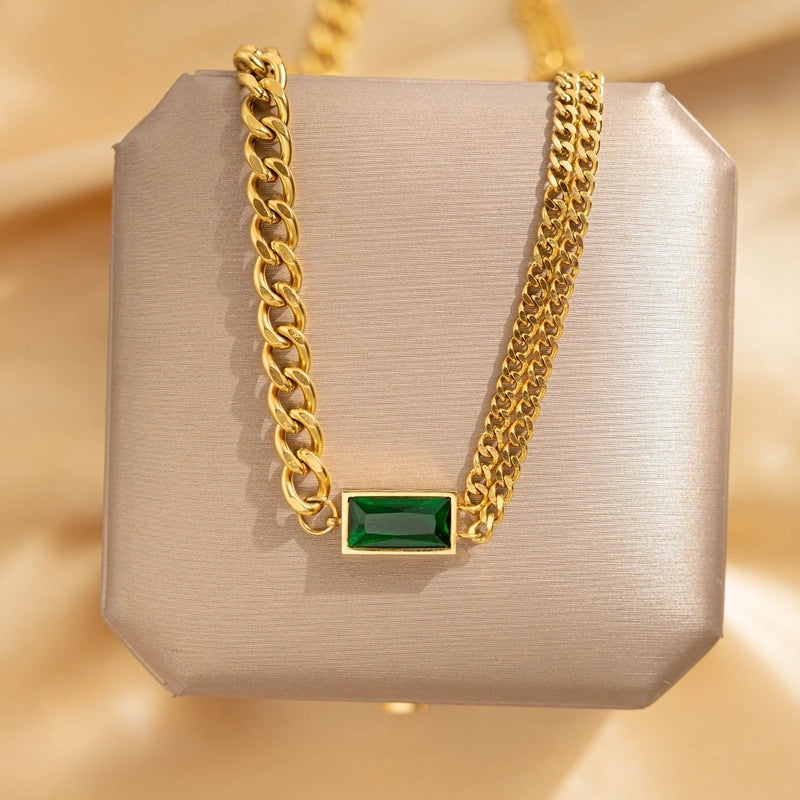 Elegant Leaf Heart Shape Lock 304 Stainless Steel Copper Rhinestones Zircon 18K Gold Plated K Gold Plated Plating Inlay Pendant Necklace