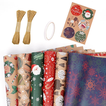 Christmas Gift Gift Box Wrapping Paper Brown Kraft Paper Uv Printing Environmentally Friendly Christmas Wrapping Paper Set