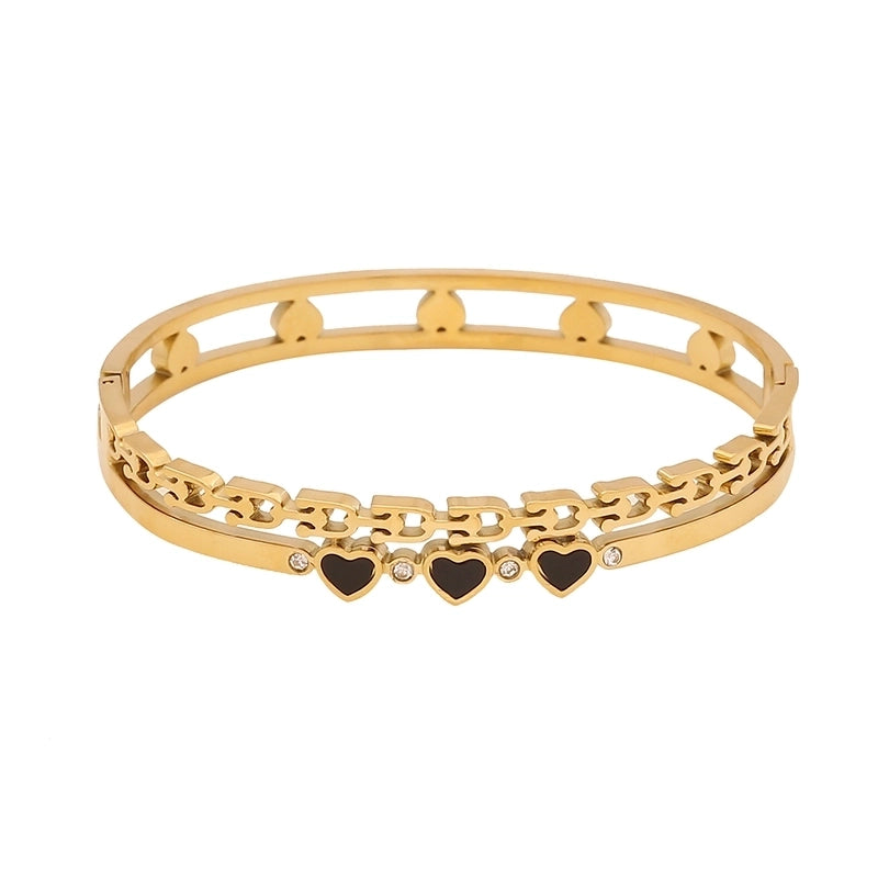 Elegant Minimalist Flower Butterfly 304 Stainless Steel 18K Gold Plated Zircon Bangle In Bulk