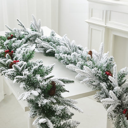 Christmas Pe Encrypted White Flocked Ribbon Decoration Christmas Vine Hotel Mall Window Storefront Scene Arrangement Hanging