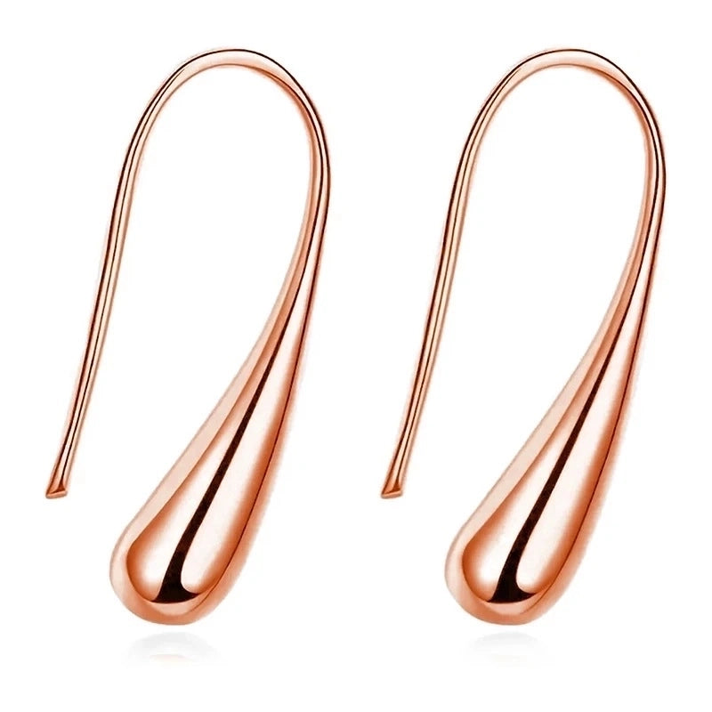 1 Pair Basic Streetwear Cool Style U Shape Water Droplets Plating Copper Earrings
