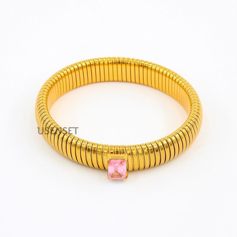 Fashion Geometric 304 Stainless Steel Zircon Stainless Steel Bracelets In Bulk