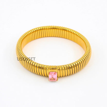 Fashion Geometric 304 Stainless Steel Zircon Stainless Steel Bracelets In Bulk