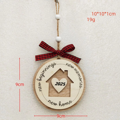 Christmas Cute Letter House Bow Knot Wood Indoor Party Decorations Hanging Ornaments