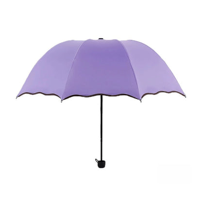 Water Flowering Umbrella Manufacturers Folding Advertising Gift Umbrellas Black Rubber Rain And Shine Dual-use Three-fold Sun Umbrella