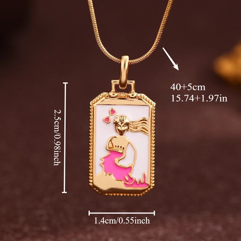 Vintage Style Minimalist Sun Moon Titanium Steel Copper Plating Pendant Necklace