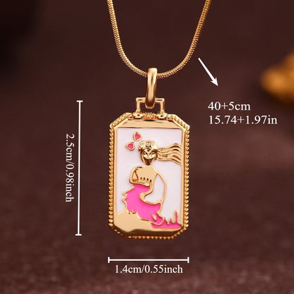 Vintage Style Minimalist Sun Moon Titanium Steel Copper Plating Pendant Necklace