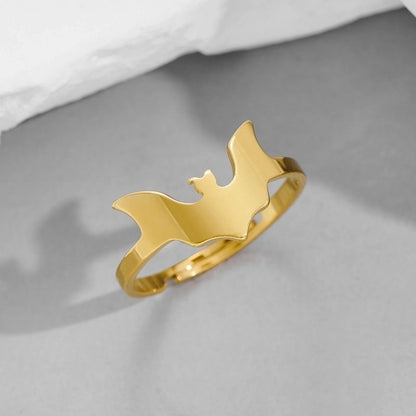 Funny Sweet Pastoral Star Bat Butterfly 201 Stainless Steel 18K Gold Plated Polishing Open Rings