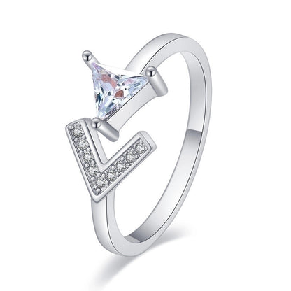 Minimalist Solid Color Copper Plating Inlay Artificial Diamond Rings 1 Piece