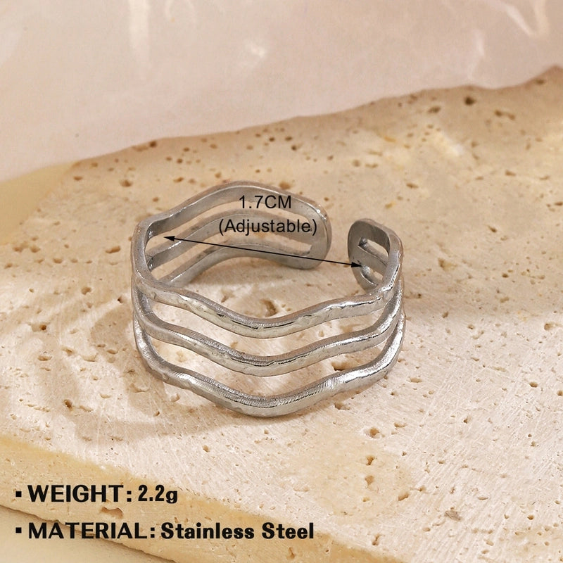 Minimalist Geometric 304 Stainless Steel Irregular Plating Open Rings
