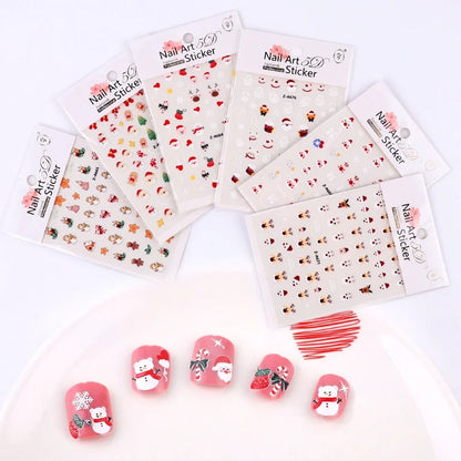 Popular Style Nail Art 5D Embossed Christmas Sticker Nail Art Sticker Christmas Gift Santa Claus Hat In Stock