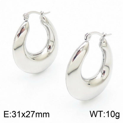 1 Pair Minimalist U Shape Plating Titanium Steel 18K Gold Plated Hoop Earrings