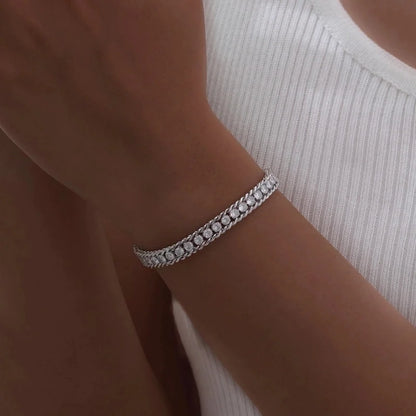 IG Style Colorful Solid Color 201 Stainless Steel 18K Gold Plated Zircon Tennis Chain Bracelets In Bulk