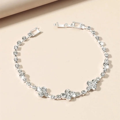 Simple Four-leaf Clover Rhinestone Titanium Steel Bracelet