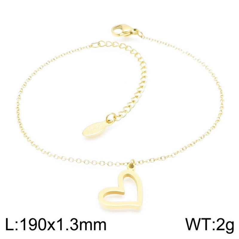 Minimalist Classic Style Heart Shape Stainless Steel Titanium Steel 18K Gold Plated Plating Bracelets Earrings Necklace