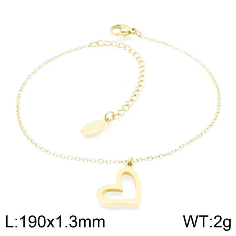Minimalist Classic Style Heart Shape Stainless Steel Titanium Steel 18K Gold Plated Plating Bracelets Earrings Necklace